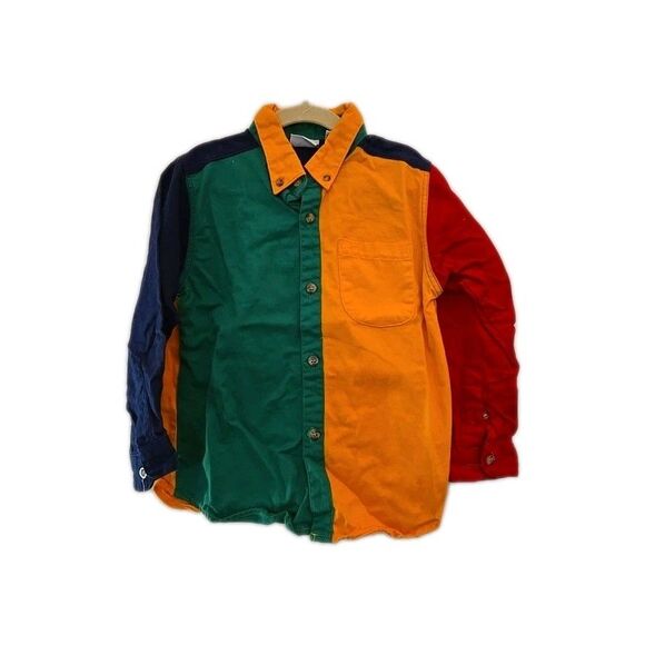 Vtg 1980s New Legends Boys Size 6 Button Up Collar Mutlicolor Long Sleeve Shirt - Picture 1 of 8